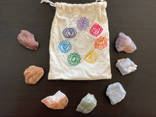 Load image into Gallery viewer, Chakra Rough Stone Balancing Kit w/ Natural Pouch
