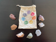 Load image into Gallery viewer, Chakra Rough Stone Balancing Kit w/ Natural Pouch
