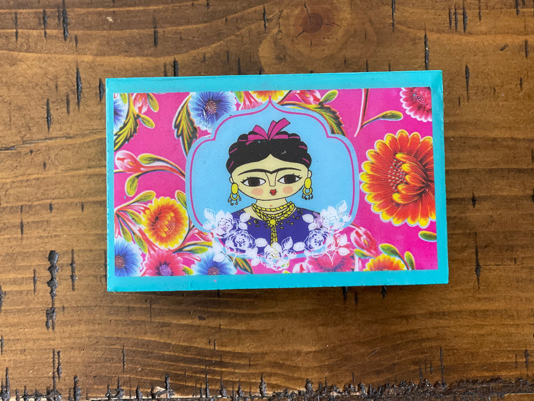 Frida Kahlo, Small Jewelry Box, Wooden Box, Fuscia