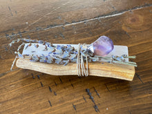 Load image into Gallery viewer, Amethyst Pendant with Palo Santo, Selenite and Lavender
