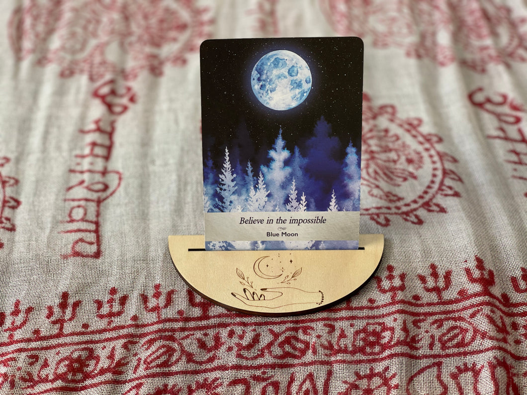 Half Circle Tarot Card Holder - Hand and Moon