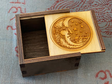 Load image into Gallery viewer, Crescent Moon Woodcut Stash Box
