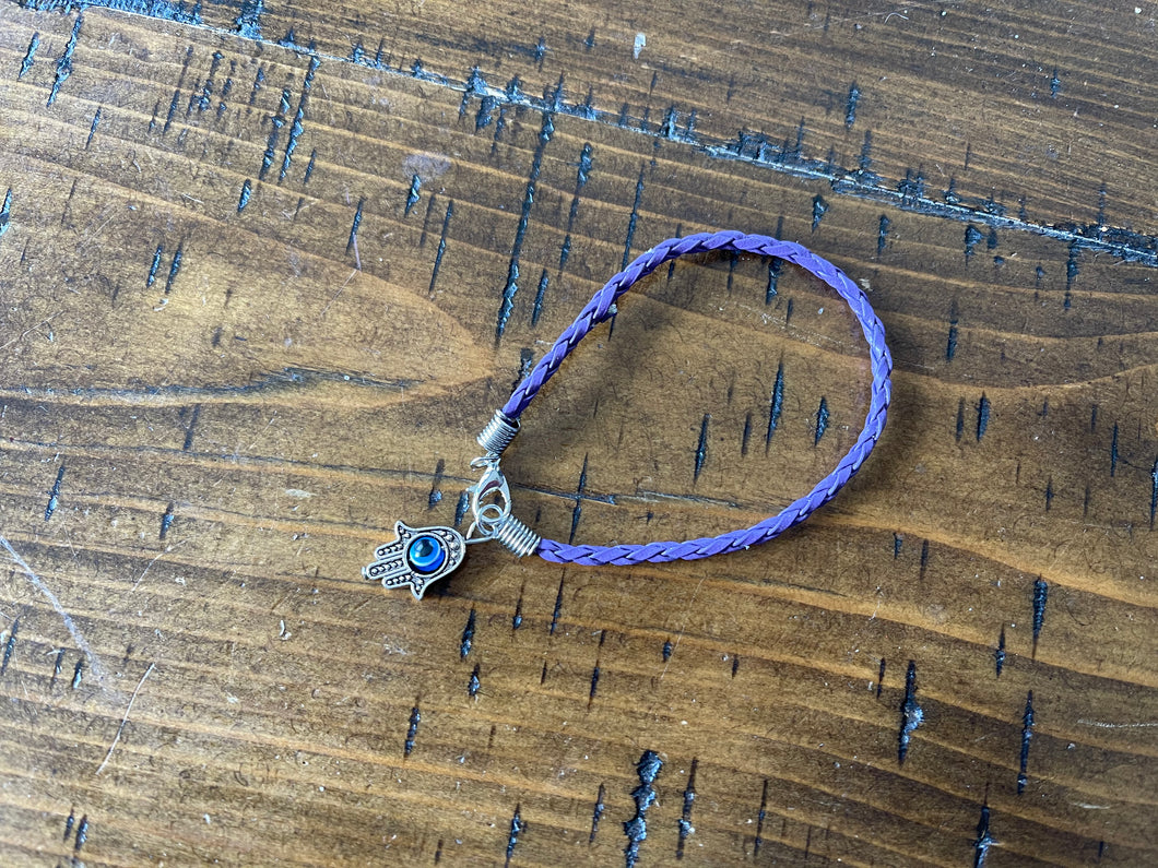 Purple Braided Hamsa Bracelet