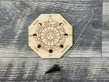 Load image into Gallery viewer, Black Tourmaline Pendulum w/ Wooden Pendulum Moon Board
