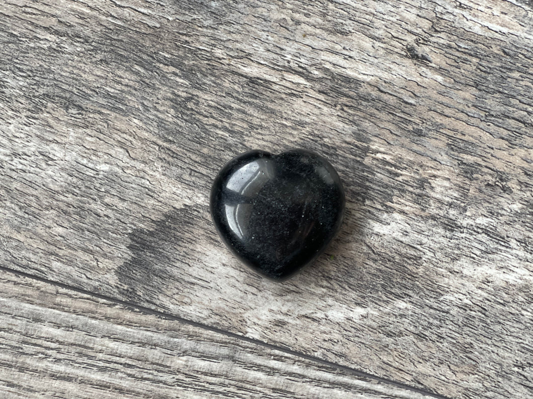 Puffed Gemstone Heart - Black Obsidian 1.5