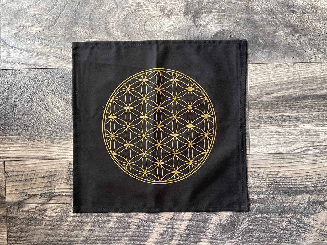 Printed Cotton Crystal Grid- Flower of Life